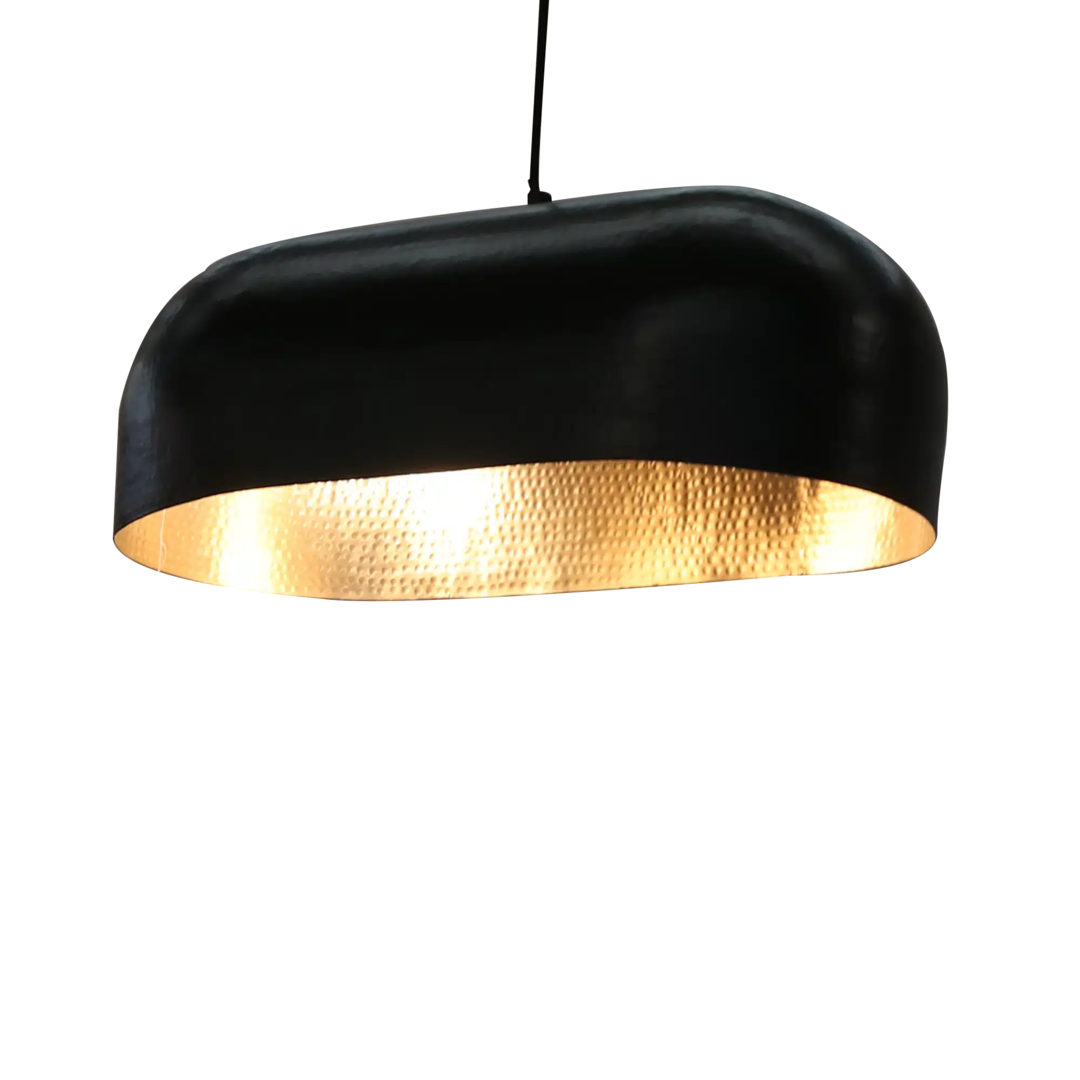 Eliptical Dome Pendant 57x35cm - Black Outside and Gold Inside image 3